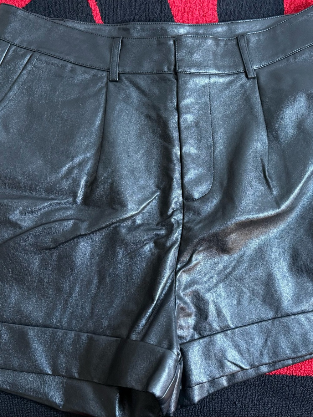 Black Faux Leather High-Rise Shorts